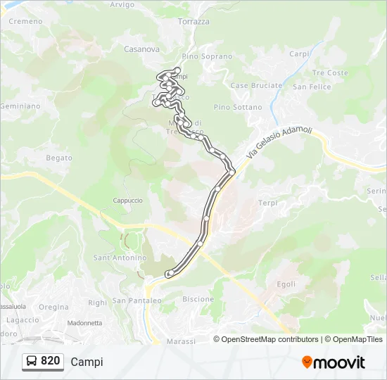 820 Bus Line Map