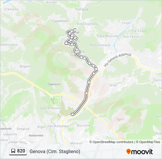 820 Bus Line Map
