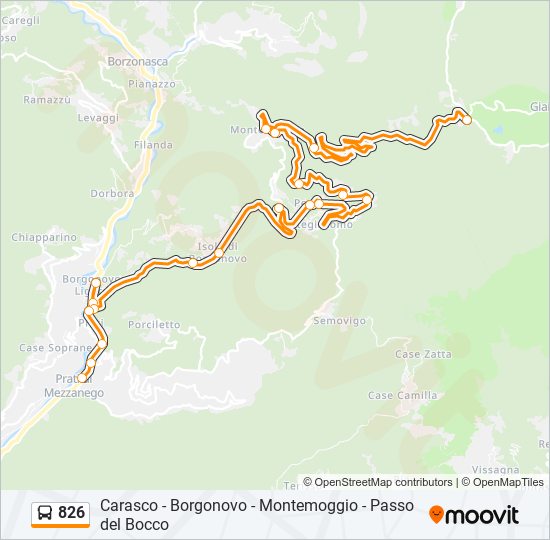 Percorso linea bus 826