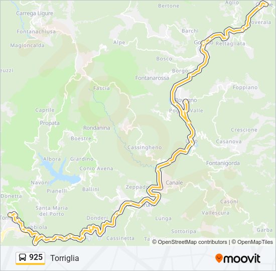 Percorso linea bus 925