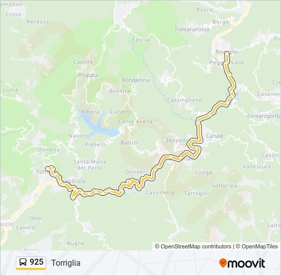 Percorso linea bus 925