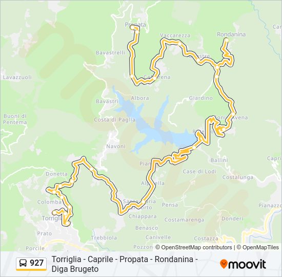 Percorso linea bus 927