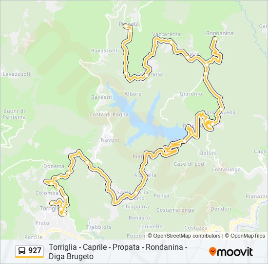 927 bus Line Map