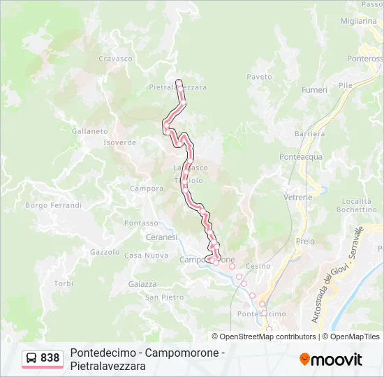 838 Bus Line Map