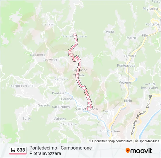 838 Bus Line Map