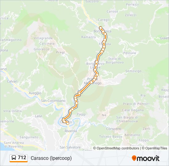 Percorso linea bus 712