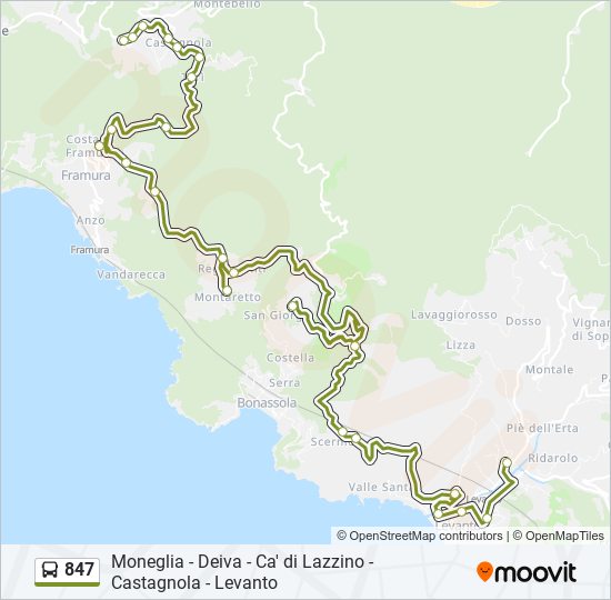 Percorso linea bus 847