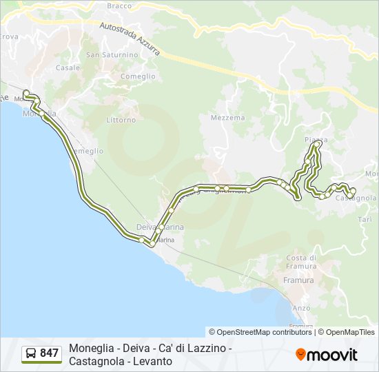 Percorso linea bus 847