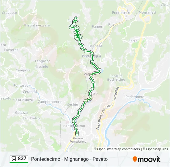 Percorso linea bus 837