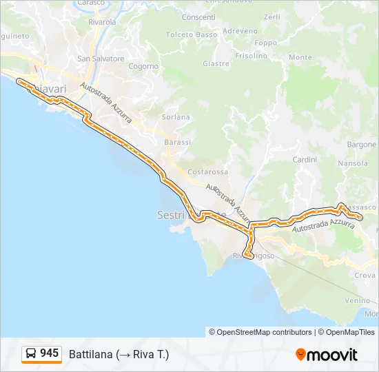 945 Bus Line Map