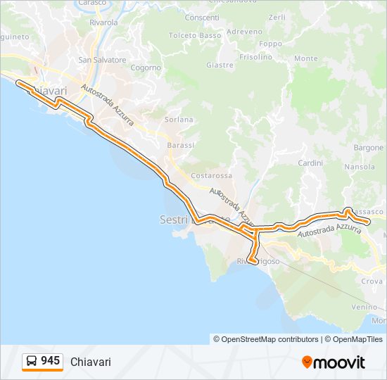 Percorso linea bus 945
