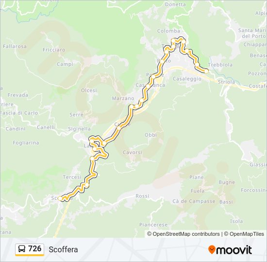Percorso linea bus 726