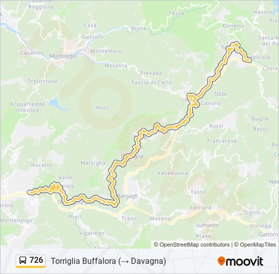 Percorso linea bus 726