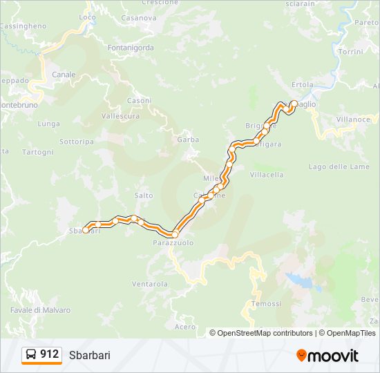 Percorso linea bus 912