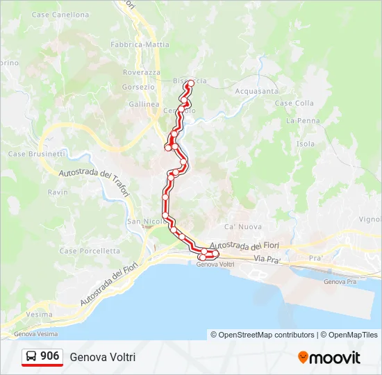 906 Bus Line Map