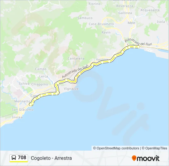 708 Bus Line Map