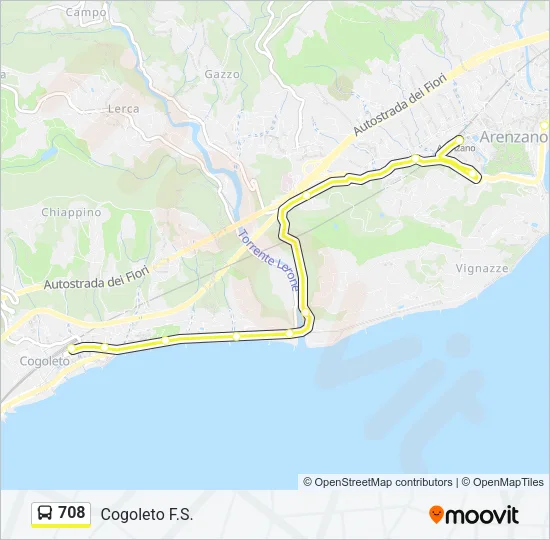 708 Bus Line Map