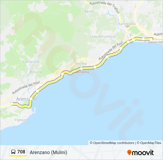 708 Bus Line Map