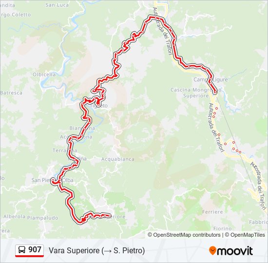 Percorso linea bus 907