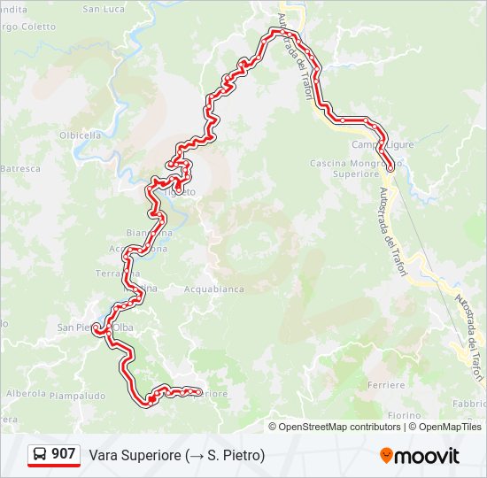 Percorso linea bus 907