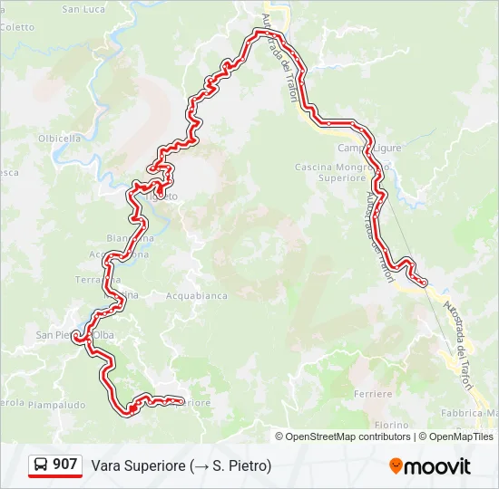 907 Bus Line Map