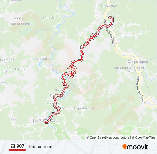 Percorso linea bus 907