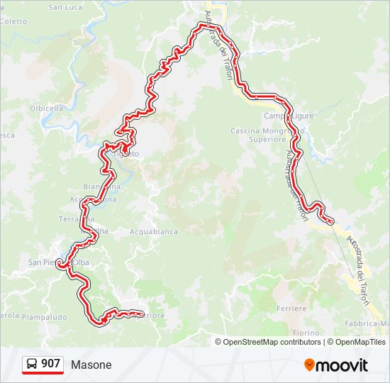 Percorso linea bus 907