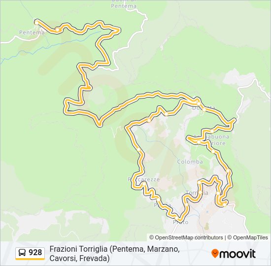 Percorso linea bus 928