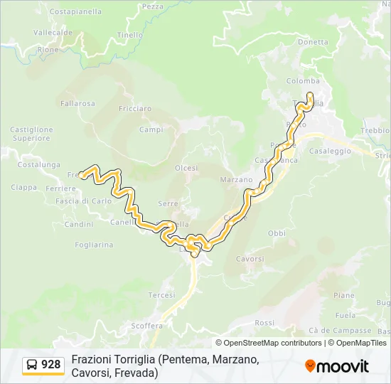 928 Bus Line Map