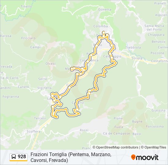 Percorso linea bus 928