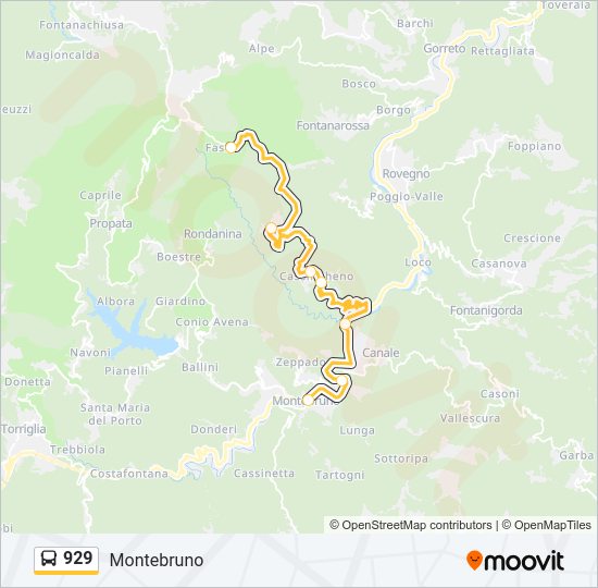 Percorso linea bus 929