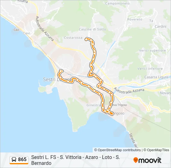 Percorso linea bus 865