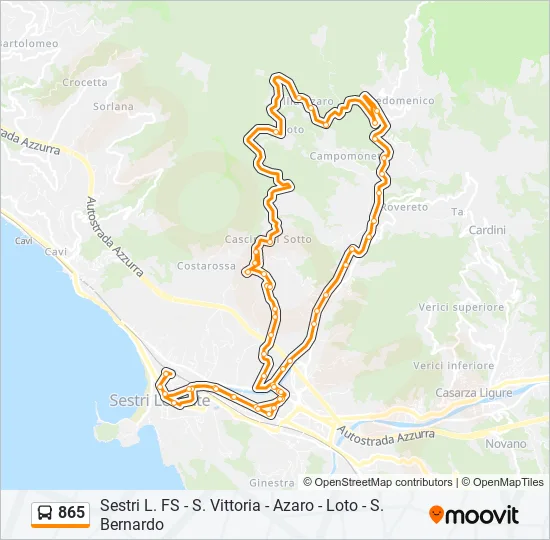 865 Bus Line Map