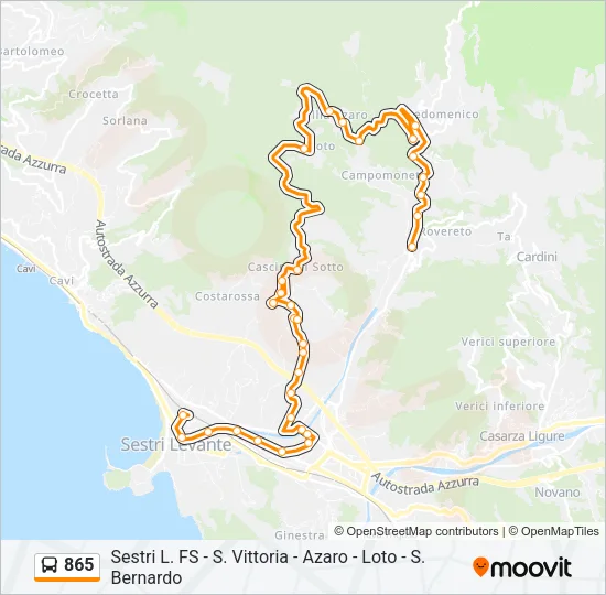 865 Bus Line Map