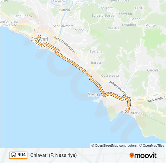904 Bus Line Map
