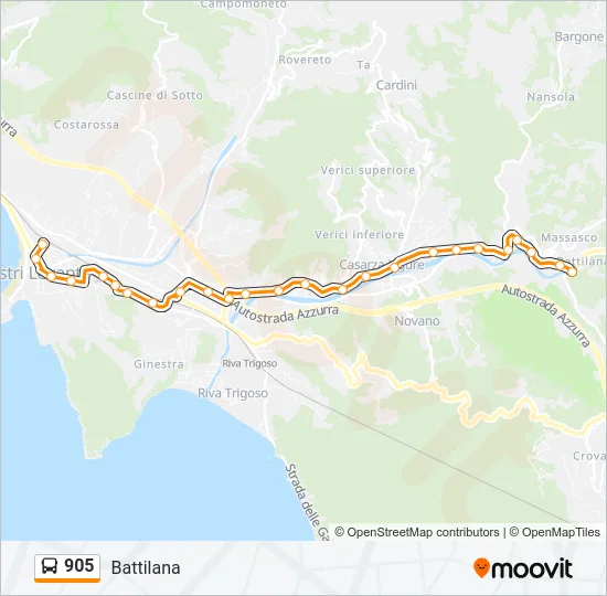 905 Bus Line Map