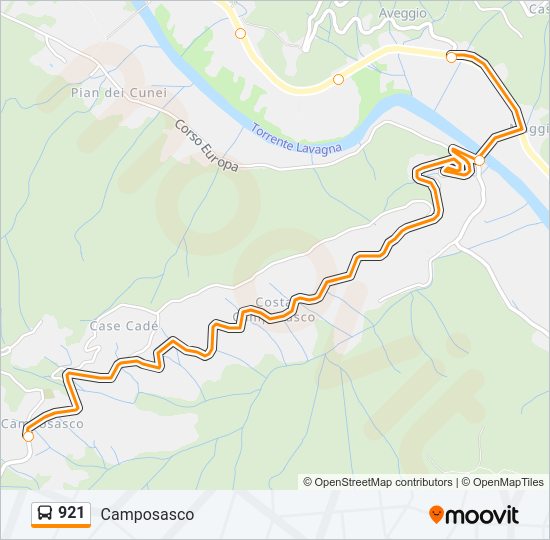 Percorso linea bus 921