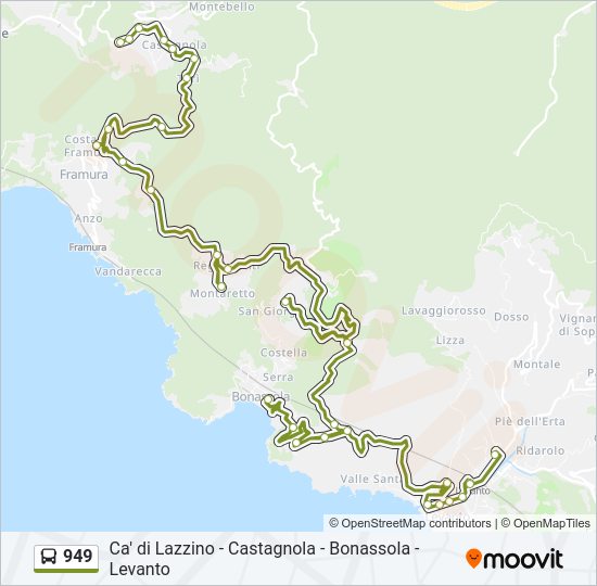 Percorso linea bus 949