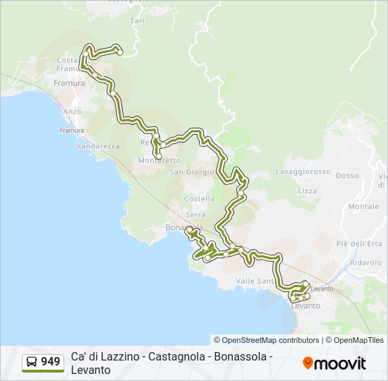 949 bus Line Map