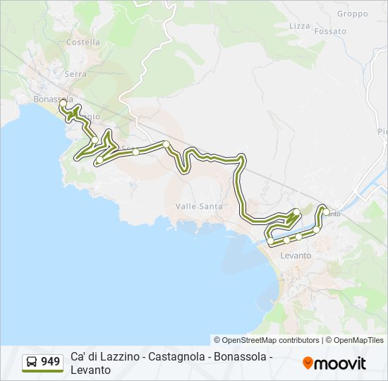 Percorso linea bus 949