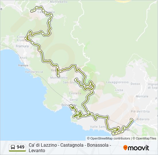 Percorso linea bus 949