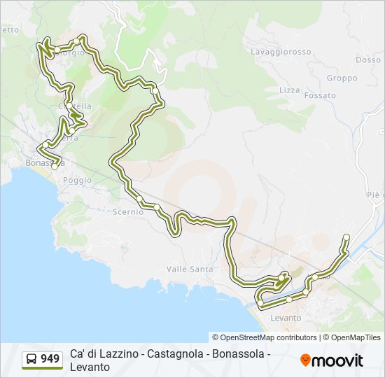 Percorso linea bus 949