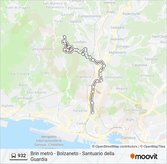 932 Bus Line Map