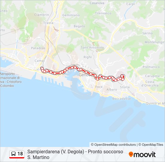 Percorso linea bus 18
