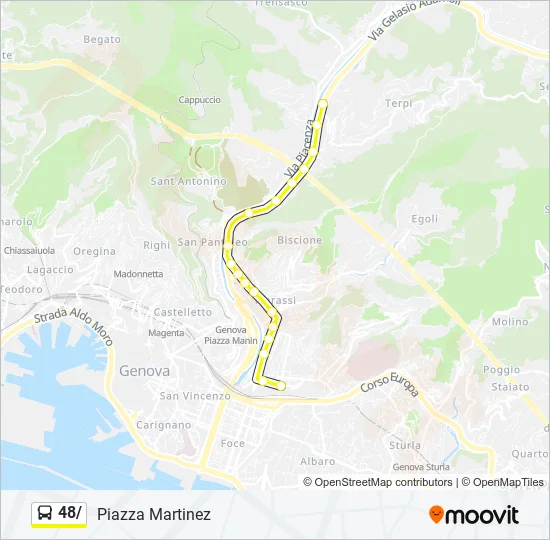 Percorso linea bus 48/