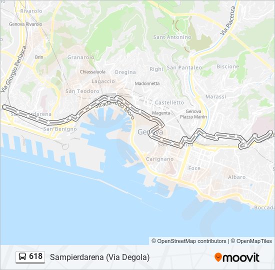 Percorso linea bus 618