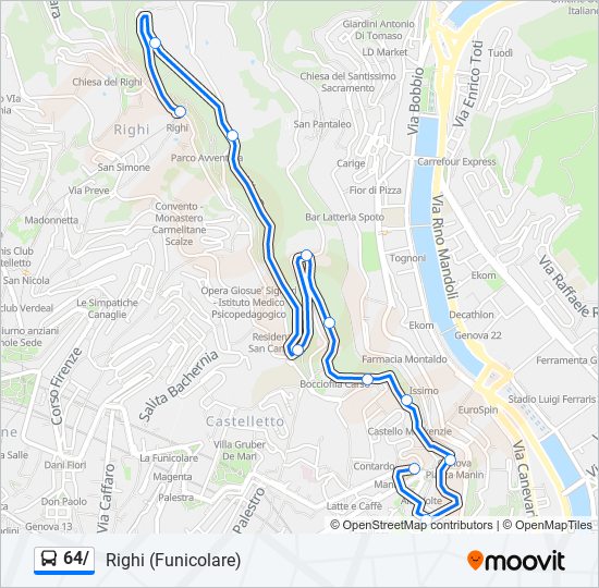 Percorso linea bus 64/