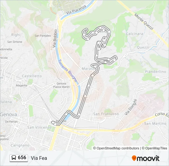 656 Bus Line Map