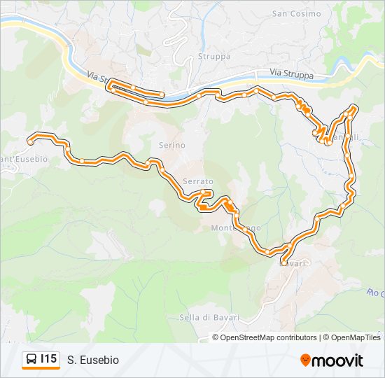 Percorso linea bus I15