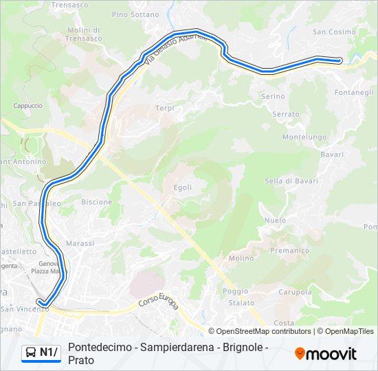 N1/ bus Line Map